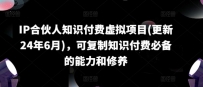 IP合伙人知识付费虚拟项目(更新24年6月)，可复制知识付费必备的能力和修养