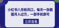 八月新风口，小红书虚拟项目一天收入1000+，实战揭秘