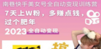 快手美女号全自动变现训练营1.0：3到7天w粉，单账号每天利润300-500元