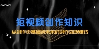 短视频创作知识刨析，从零基础到未来的创作变现赚钱