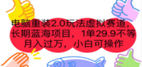 电脑重装2.0玩法虚拟赛道，长期蓝海项目 一单29.9不等 月入过万 小白可操作