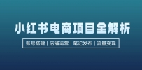 小红书电商项目全解析，包括账号搭建、店铺运营、笔记发布 实现流量变现