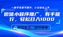 微信小程序推广，有手就行，轻松日入1000+