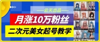 云天二次元美女起号教学，月涨10万粉丝，不判搬运