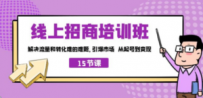 线上·招商培训班，解决流量和转化难的难题 引爆市场 从起号到变现（15节）