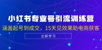 小红书专业号引流陪跑课，涵盖起号到成交，15天见效果助电商获客