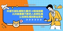 抖音引流私域转化1.0，教你如何轻松将抖音粉丝转化为付费用户