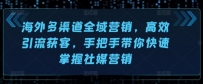 海外多渠道全域营销，高效引流获客，手把手带你快速掌握社媒营销