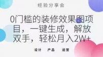 0门槛的装修效果图项目，一键生成，解放双手，轻松月入2W+【揭秘】