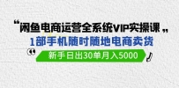 闲鱼电商运营全系统VIP实战课，1部手机随时随地卖货，新手日出30单月入5000