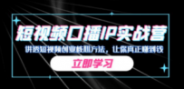 某收费培训：短视频口播IP实战营，讲透短视频创业核心方法，让你真正赚到钱