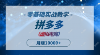 拼多多虚拟电商，零基础实战教学，快速打爆商品，新手也能月入10000+