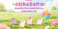 小红书运营进阶班：30w粉博主带你从0粉起号到10w+变现的完整方法论