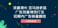 流量增长课程：亚马逊老品广告放量增效打法，短期内广告销量翻倍（3堂直播课）