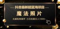 抖音最新超蓝海项目，魔法照片，无脑矩阵操作，小白也能日入1000+