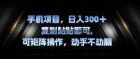 手机项目，日入300+，复制黏贴即可，可矩阵操作，动手不动脑