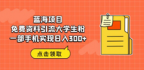 蓝海项目，免费资料引流大学生粉一部手机实现日入300+