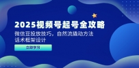 2025视频号起号全攻略，微信豆投放技巧，自然流撬动方法，话术框架设计