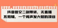 抖音图文二创带货，无直播，不剪辑，一个闷声发大财的项目