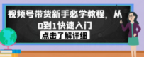 新手必学：视频号带货从0到1，快速入门指南