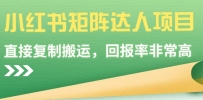 2024小红书矩阵达人项目，简单直接复制搬运，回报率非常高