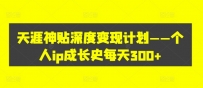 天涯神贴深度变现计划——个人IP成长史每天300+【揭秘】