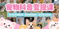 宠物抖音变现课，账号五件套搭建，爆流逻辑解析，挂车转化实操