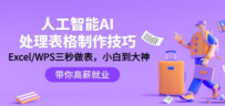 人工智能-AI处理表格制作技巧：Excel/WPS三秒做表，大神到小白