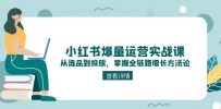 小红书爆量运营实战课：从选品到投放，掌握全链路增长方法论