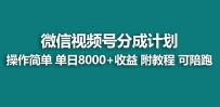 【蓝海】视频号创作者分成计划，薅平台收益，实力拆解每天收益 8000+玩法
