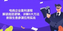 电商企业盈利课程：解读底层逻辑，详解5大方法论，新版生意参谋应用实战