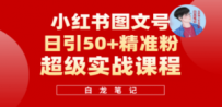 小红书图文号日引50+精准流量，超级实战的小红书引流课，非常适合新手