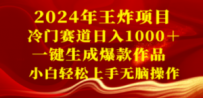 2024年王炸项目 冷门赛道日入1000＋一键生成爆款作品 小白轻松上手无脑操作