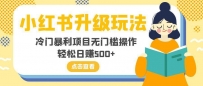小红书新玩法，冷门暴利项目无门槛操作，轻松日赚500+