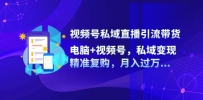 视频号私域直播引流带货：电脑+视频号，私域变现，精准复购，月入过万…