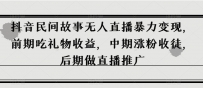 抖音民间故事无人直播暴力变现，前期吃礼物收益，中期涨粉收徒，后期做直播推广【揭秘】