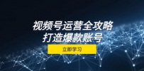 视频号运营全攻略，从定位到成交一站式学习，视频号核心秘诀，打造爆款…