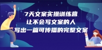 7天文案实操训练营第17期，让不会写文案的人，写出一篇可传播的完整文案