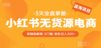 2023小红书无货源电商【保姆级教程从0到日入300】爆单3W