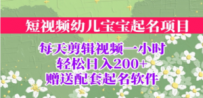 短视频幼儿宝宝起名项目，全程投屏实操，赠送配套软件