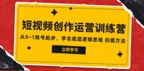 2023短视频创作运营训练营，从0~1账号起步，学会底层逻辑思维 拍摄方法