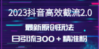 日引300＋创业粉，独家抖音高效截流2.0玩法