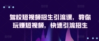 驾校短视频招生引流课，教你玩赚短视频，快速引流招生