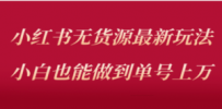 小红书无货源最新螺旋起号玩法，电商小白也能做到单号上万（收费3980）