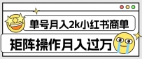 小红书商单保姆级教程，单号月入2千，矩阵操作轻松月入过万【外面收费1980】