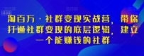 淘百万·社群变现实战营，带你打通社群变现的底层逻辑，建立一个能赚钱的社群