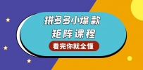 拼多多爆款矩阵课程：教你测出店铺爆款，优化销量，提升GMV，打造爆款群