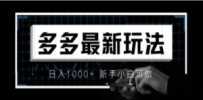 价值4980的拼多多最新玩法，月入3w【新手小白必备项目】