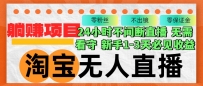 淘宝无人直播3.0，不违规不封号，轻松月入3W+，长期稳定