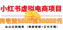 小红书虚拟电商项目：从小白到精英 月收益5000到30000 (视频课程+交付手册)